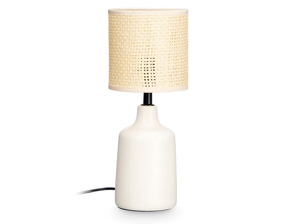 Lampa de masa ceramica GiftDecor Rotund inalt, alb-galbui, E27, 60W, 34 cm, alba, design modern