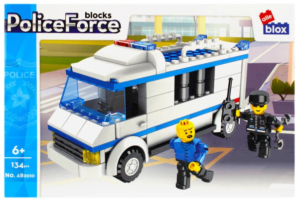 Set constructie ALLEBLOX Police, 134 piese, 6+, vehicul cu piese mobile, compatibil cu alte blocuri