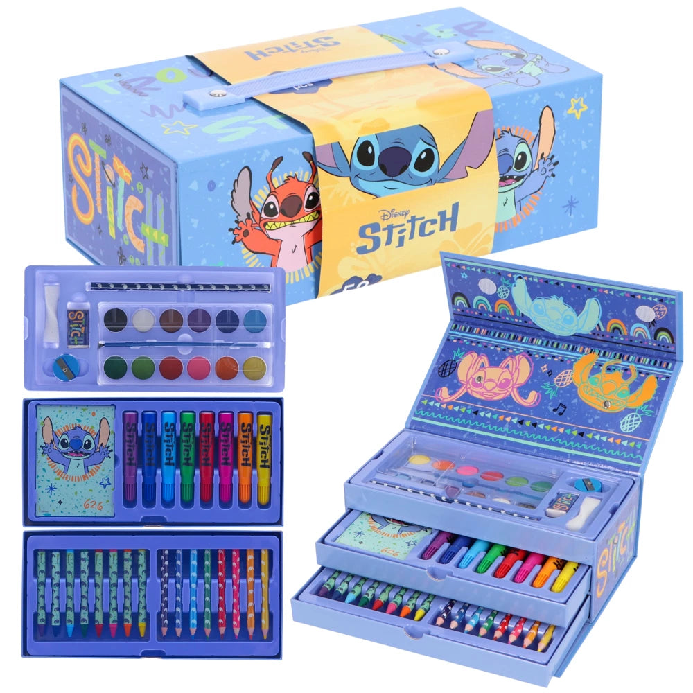Set creativ Lilo & Stitch, cutie cu sertar multicolor, 35 piese, pentru copii 3-12 ani