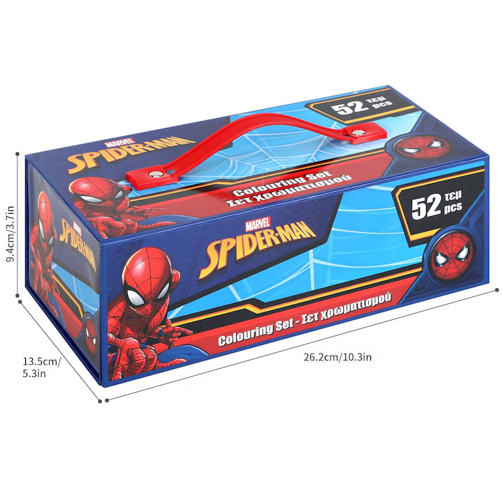 Set Creativ de Colorat Spider-Man cu Sertar – Trusa Desen Copii, 52 Pcs, Ideal Cadou
