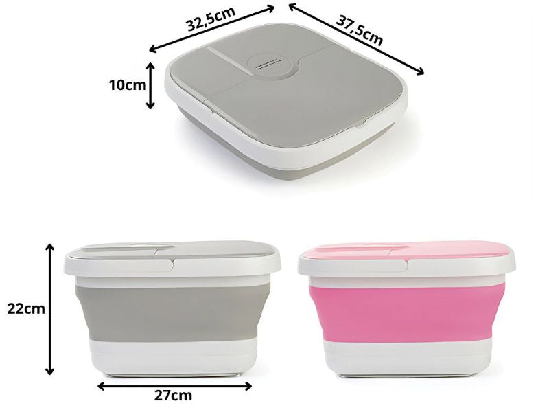 Vas de masaj pentru picioare pliabil cu incalzire, bule si role de masaj, Culoare Gri, 15L, 500W